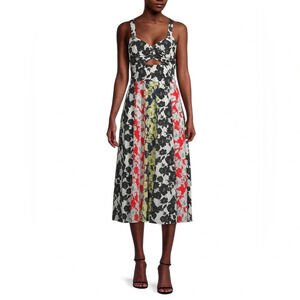 Jason Wu Mix Print A-Line Paneled Sweetheart Dress 100% Silk Size 4